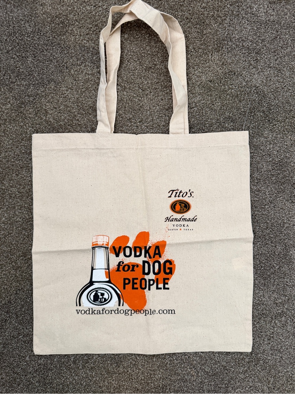 Tito's Vodka for Dog People Canvas Tote - Cream with Orange Graphic